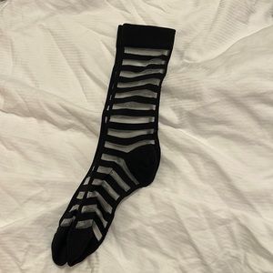 NWOT Sheer/Black Striped Socks